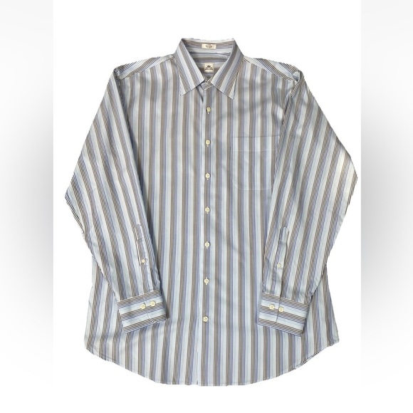 Peter Millar Men's Long Sleeve Button Down Shirt Size Large Cotton Stripe - Picture 1 of 5